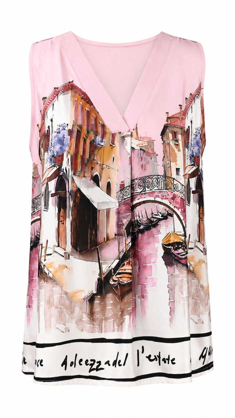 Top canottiera smanicata con stampa veneziana