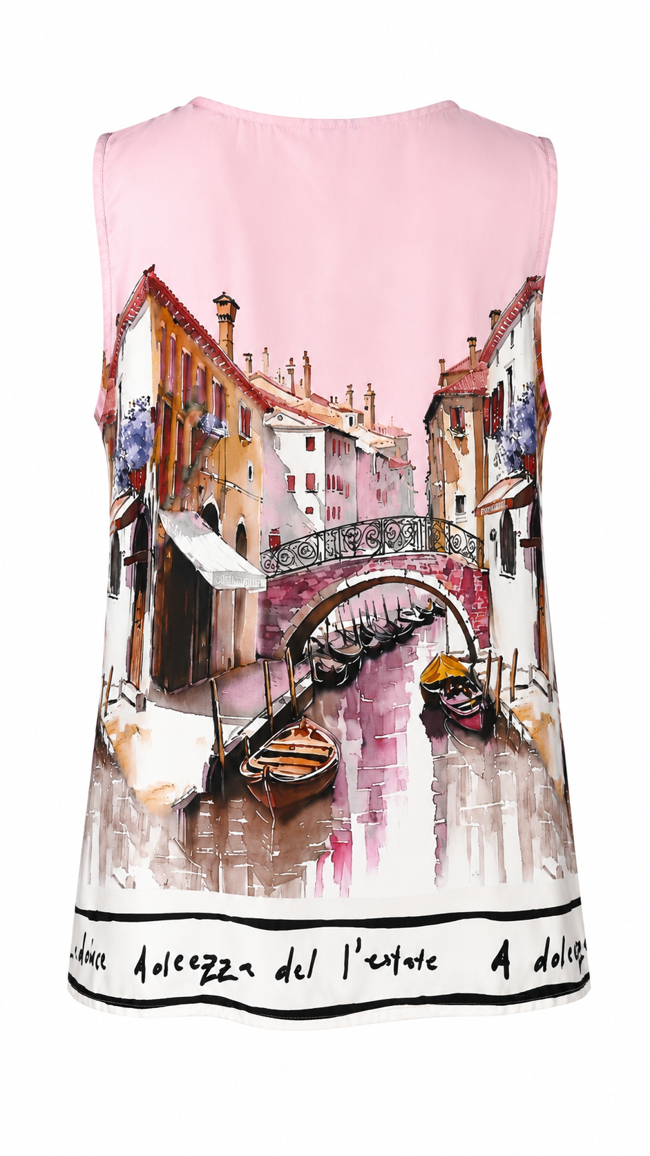 Top canottiera smanicata con stampa veneziana