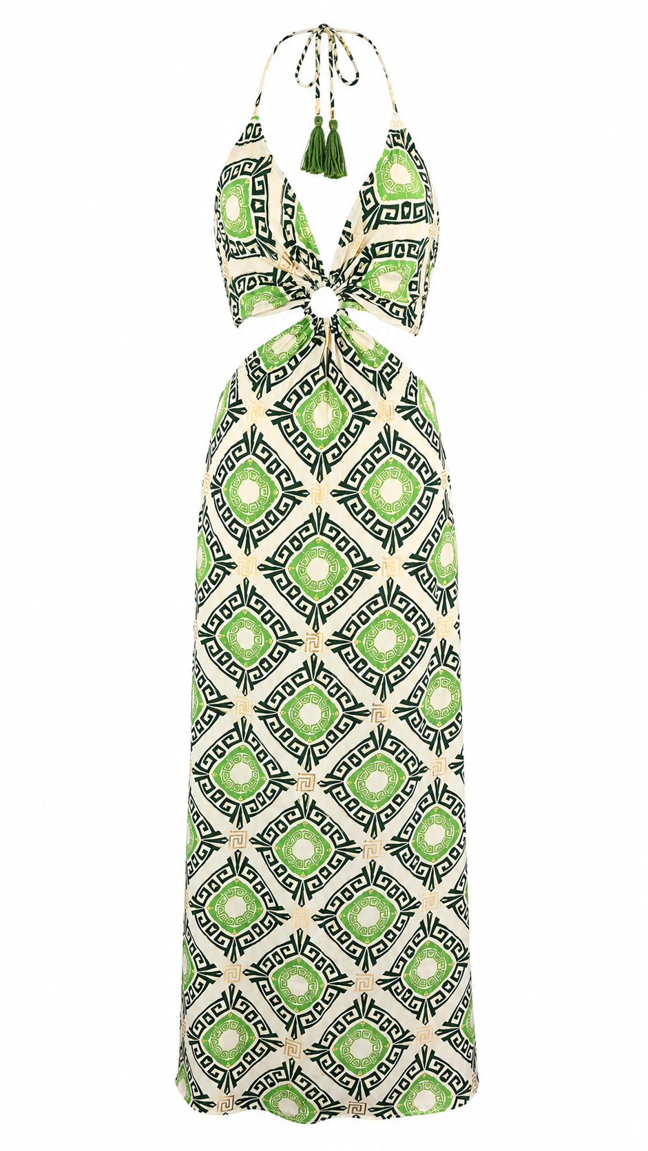 Abito lungo mandala cut-out laterale